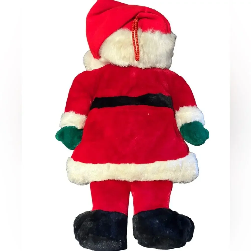 Vintage Santa Clause Christmas Stocking with Front Pocket W/Hanging Loop